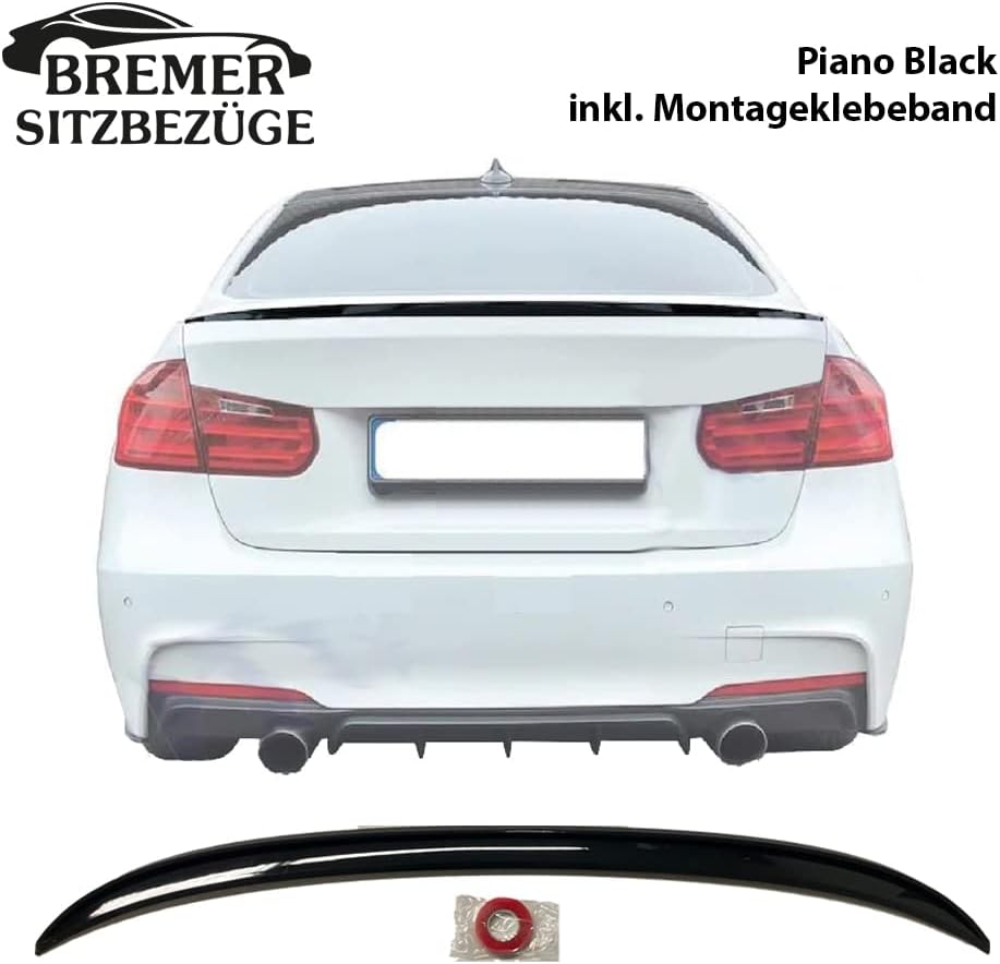 BREMER SITZBEZÜGE Heckspoiler Kofferraum Spoiler Schwarz Lippe Flügel kompatibel mit BMW 3er F30 (20