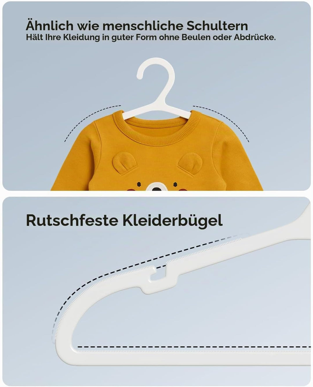 100 Stück Kinder-Kleiderbügel aus Kunststoff, Platzsparend Baby Bügel, Rutschfester Kinderkleiderbüg