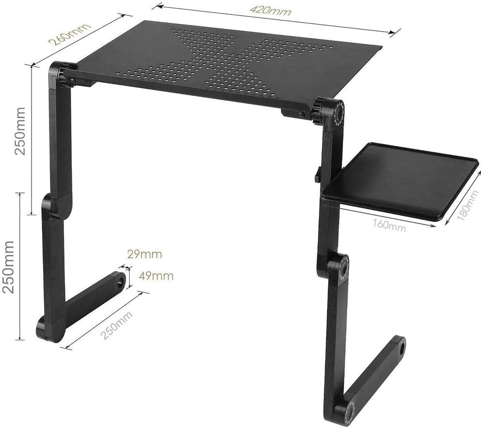 OHMG Laptop-Tisch, Laptop-Ständer, faltbar, Betttisch, höhenverstellbar, faltbar, mit Belüftungslöch
