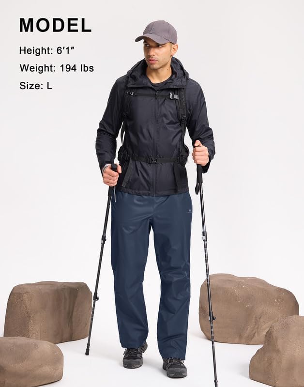 Pioneer Camp Regenhose Herren Wasserdicht 20000mm Leichte Packbar Fahrrad Überhose Winddichte Atmung