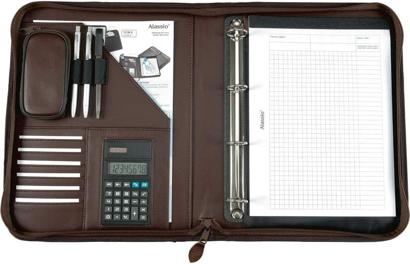 Alassio 30053 - Ringbuchmappe VITERBO im DIN A4 Format, Schreibmappe aus FINEtouch Lederimitat, Doku