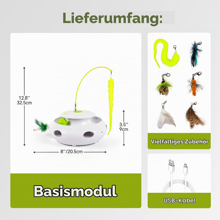 ALL FOR PAWS 3-in-1 Interaktives Katzen-Spielset, Automatisches interaktives Spielzeug für Wohnungsk