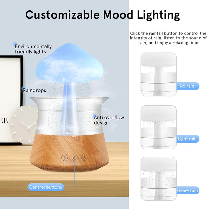 3-in-1 Rain Cloud Luftbefeuchter für Pilze, Regenwolken, Aromatherapie, Pilottherapie, mit 7 wechsel