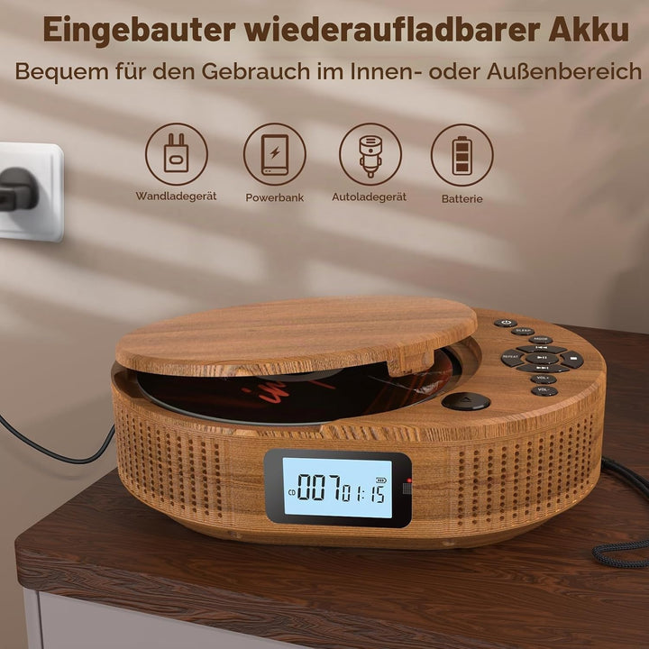Desobry CD Player tragbar Kinder klein mit Bluetooth discman Kinder Lautsprecher Radio Boombox-CD-Pl