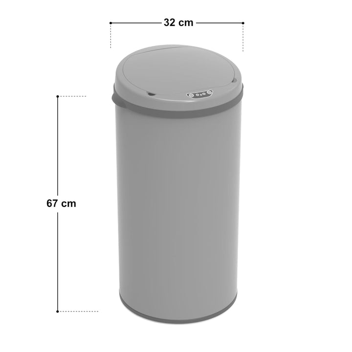 SVITA Sensor-Mülleimer 42L Stahl mit Sensor Elektrischer Abfalleimer Küche Automatik Mülleimer Grau