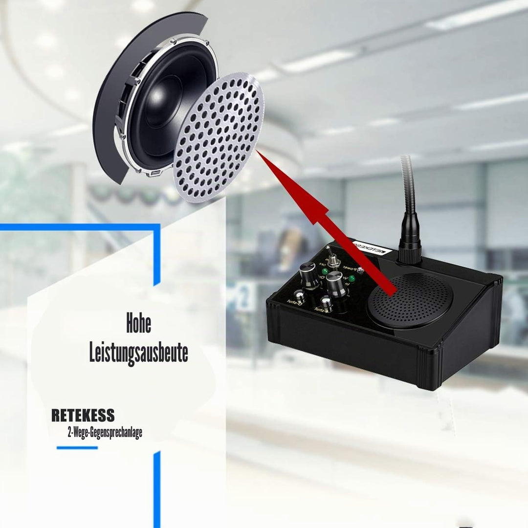 Retekess TW106 Fensterlautsprecher, Gegensprechanlage, Dual Way Bank Intercom System, 2-Wege-Fenster