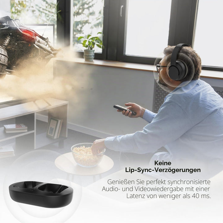 Kabellose TV Kopfhörer, TV Kopfhörer Kabellos für Senioren mit Transmitter Ladestation, Bluetooth Ko