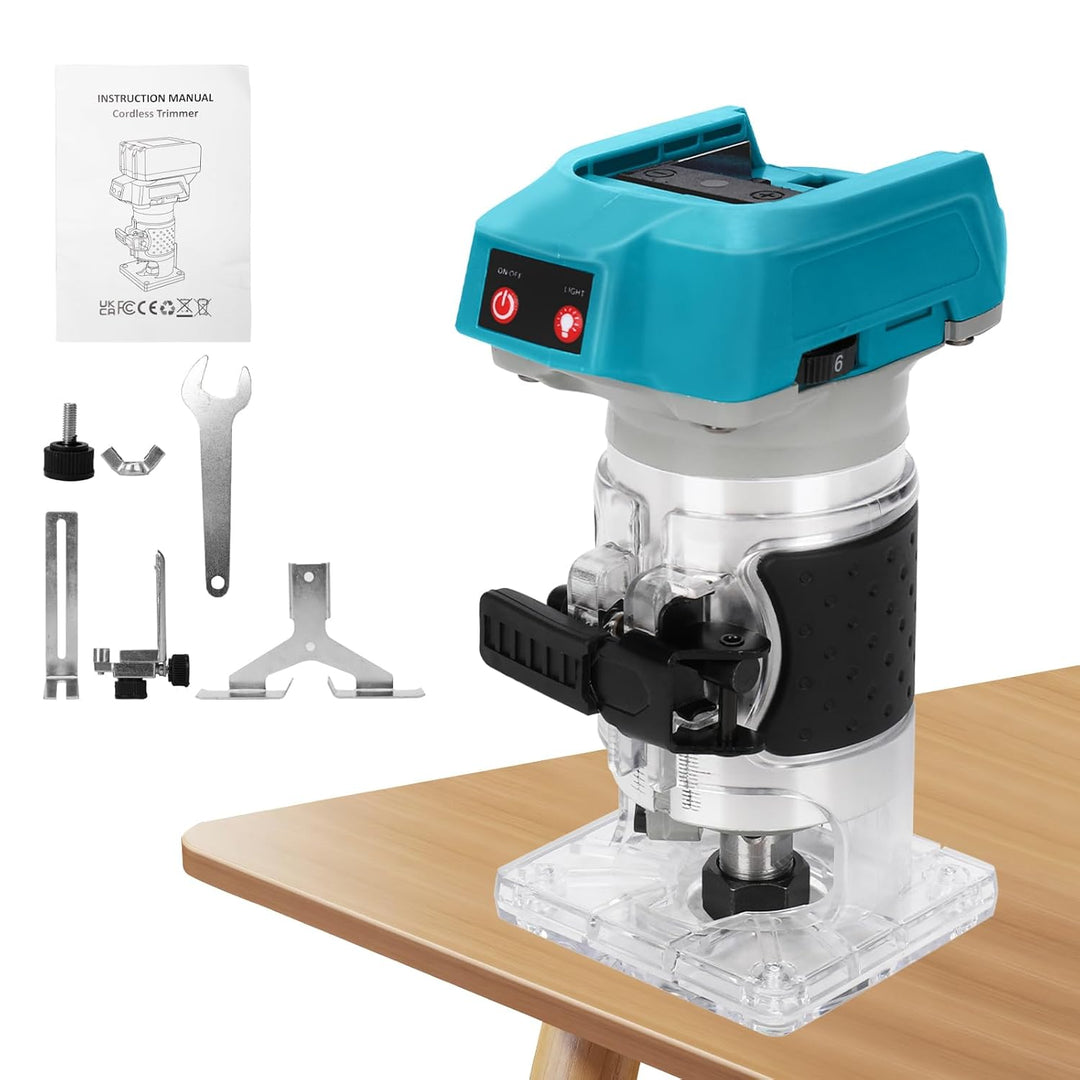 Akku Oberfräse für Makita 18V Akku, 1300W Oberfräse Trimmer Einhandfräse, Bürstenloser Motor, Elektr