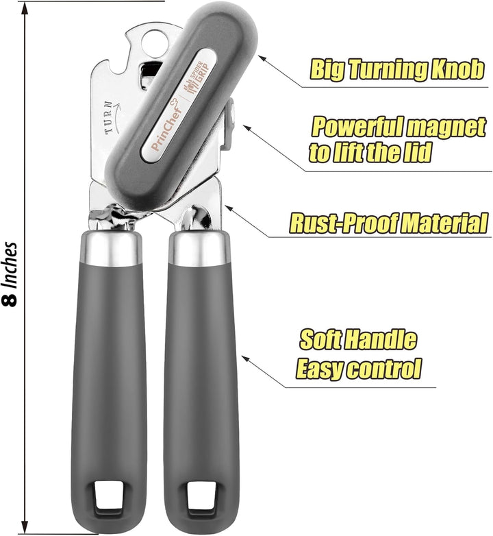 SPIDER GRIP Dosenöffner, kein Verdrehen des Deckels, manueller Dosenöffner mit Magnet, glatter Kante