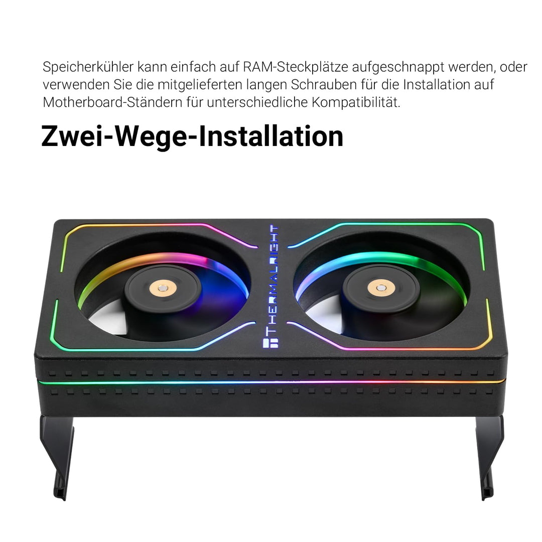 Thermalright MC-2 ARGB Black Memory Cooler, Dual-Lüfter mit 3200 U/min PWM-Design, leiser RAM-Kühler
