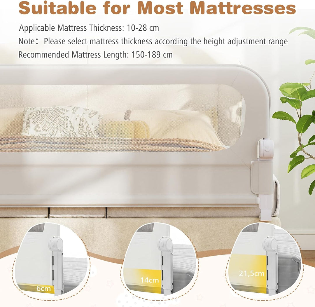 FANTASK Bettgitter klappbar, 120 x 60 cm, Kinderschutzgitter mit U-förmigem Gestell & Gurt, Bettschu