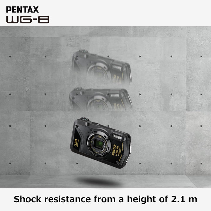 PENTAX WG-8 Schwarze Allwetter-Abenteuerkamera mit hervorragender wasserdichter, staubdichter und st