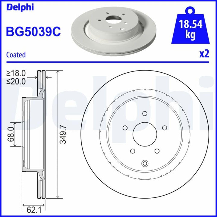Delphi Bremsscheiben Hinten Belüftet 2X Ø 350Mm | Bg5039C