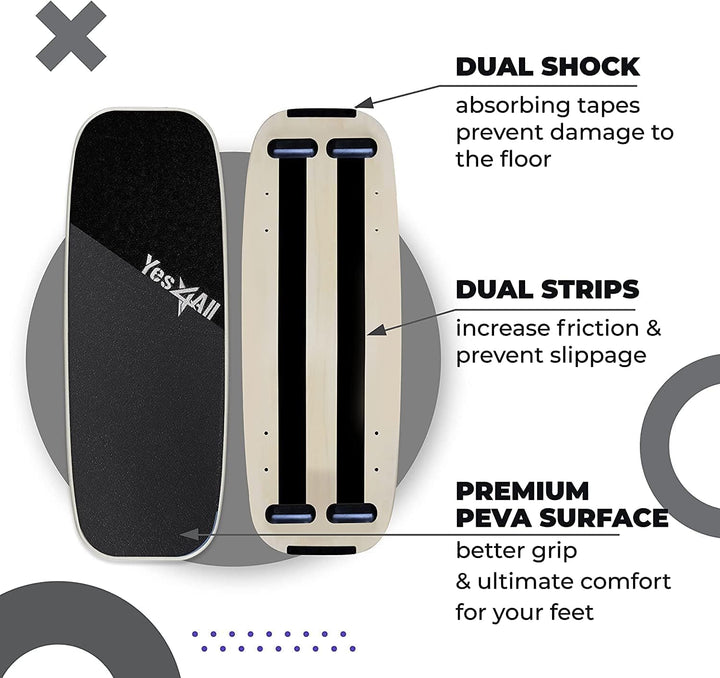 Yes4All Indoorboard aus Holz, Surf Balance Board mit glatter Oberfläche und Rolle für alle Trainings