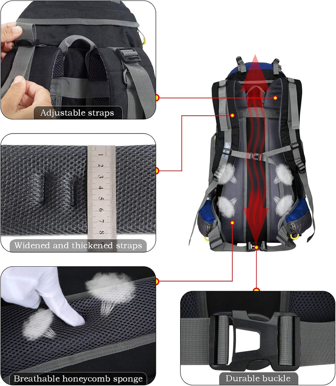 Doshwin 70L Trekkingrucksack Campingrucksack Reiserucksack Wanderrucksack Grosser Rucksack für Damen