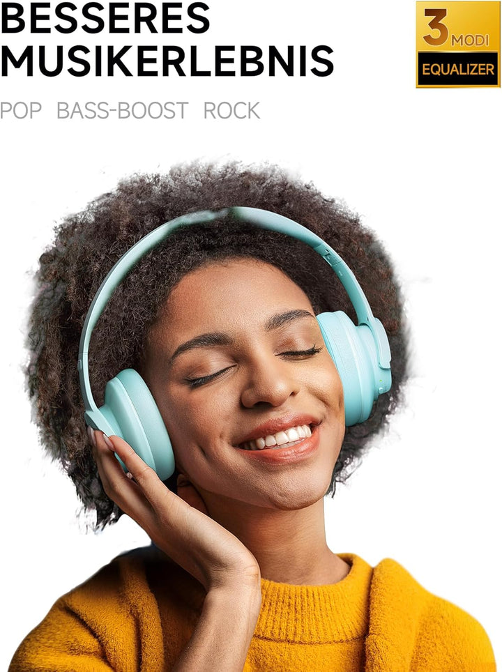 Picun B8 Bluetooth Over Ear Kopfhörer, 120H Spielzeit mit 3 EQ Modi, Niedrige Latenz, Freisprecheinr