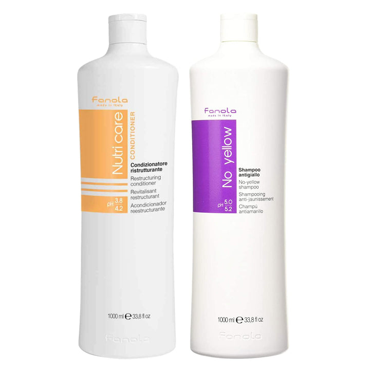 Fanola No Yellow Anti-Gelb-Shampoo + Nutri Care Conditioner - 2000 ml Single, Single
