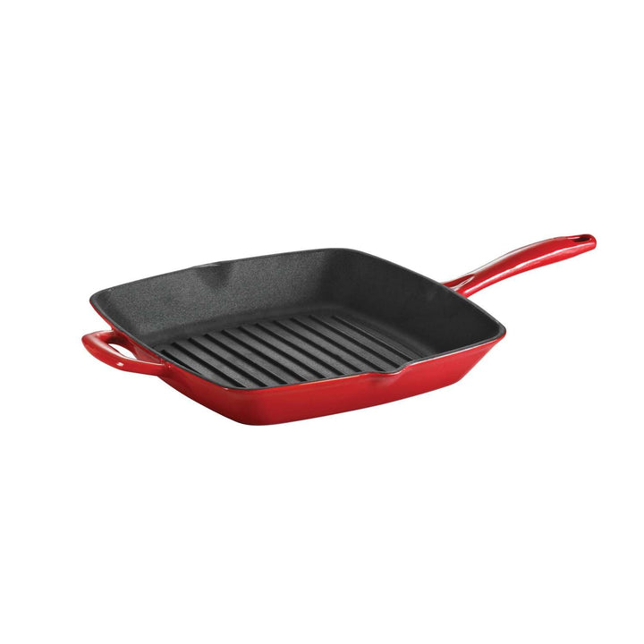 Tramontina Bestow Gusseisen Grillpfanne 27x27 cm Rot – Emailliert, Induktion &amp; Backofenfest – Steakp