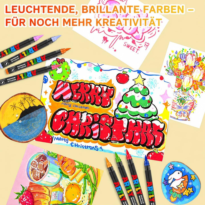 Laconile 320 Acrylstifte Set - Professionelle Malstifte mit deckender Acrylfarbe für Steine, Keramik