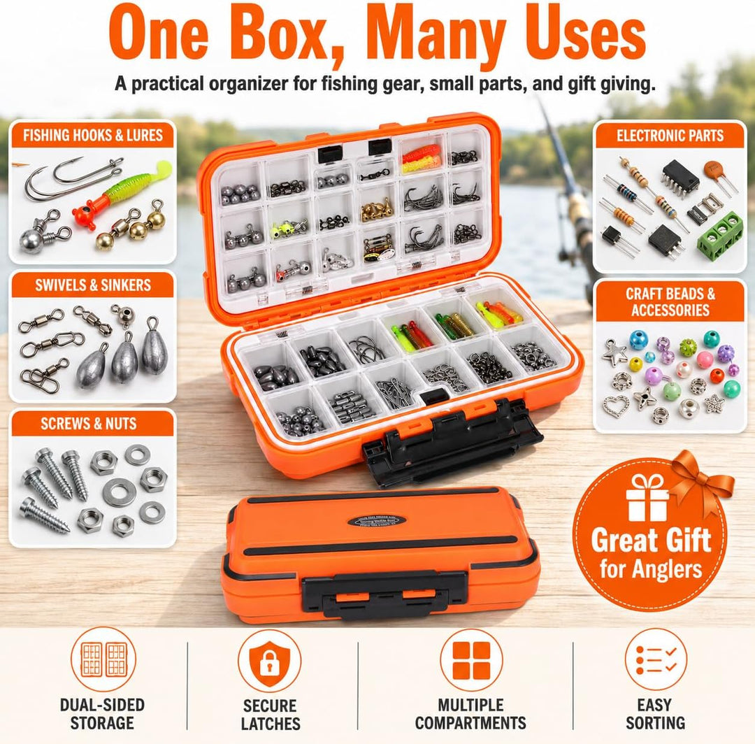 Kleinteile Organizer Wasserdicht, Sortierbox 30 Fächer, Angelbox für Haken Köder Wirbel, Schraubenbo