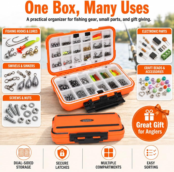 Kleinteile Organizer Wasserdicht, Sortierbox 30 Fächer, Angelbox für Haken Köder Wirbel, Schraubenbo
