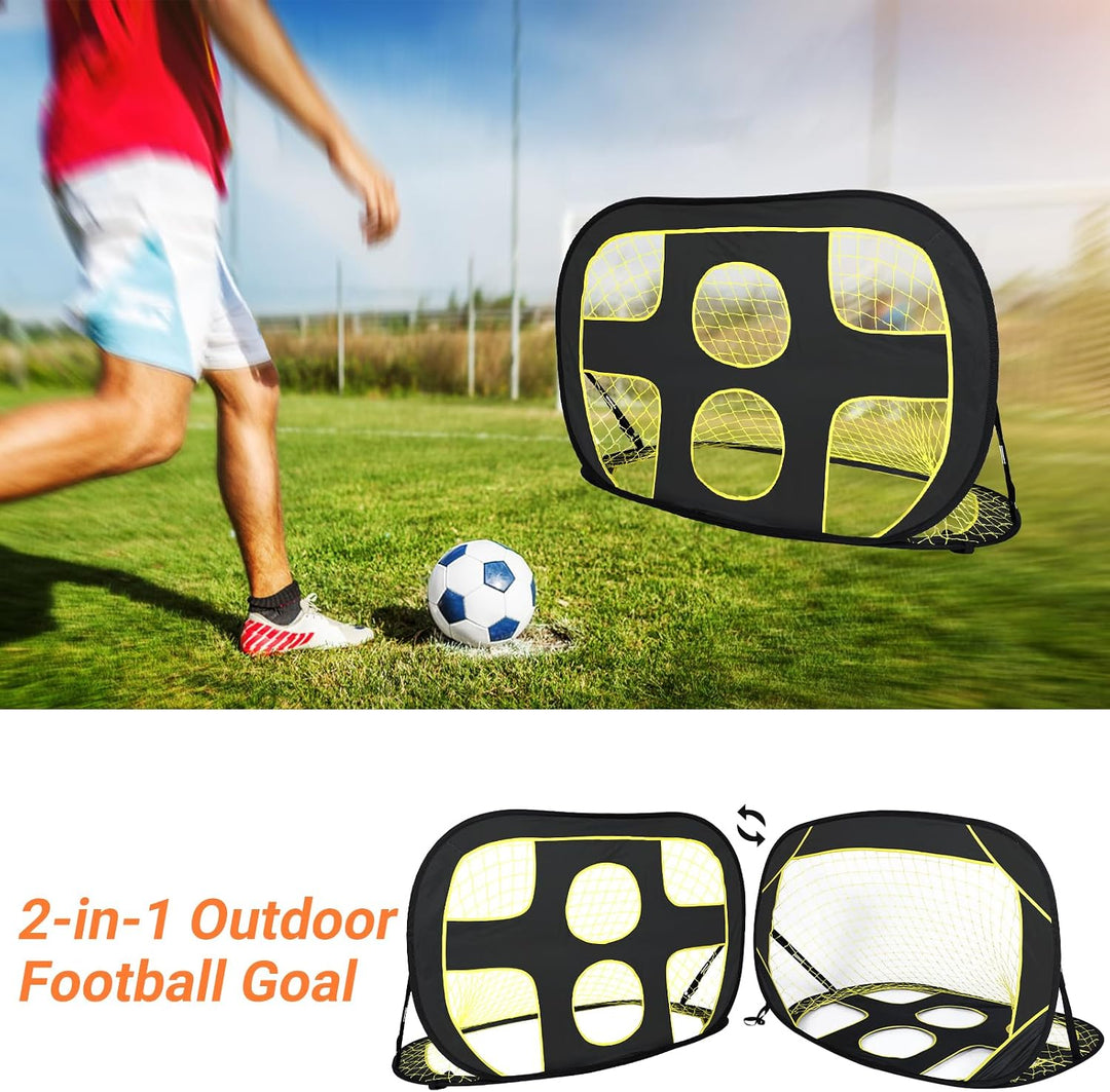 Fussballtor für Garten Kinder - 2-in-1 Pop-Up Faltbar Fussballtor Inklusive Tragetasche für Zuhause,