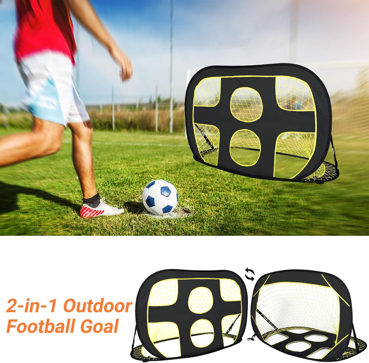 Fussballtor für Garten Kinder - 2-in-1 Pop-Up Faltbar Fussballtor Inklusive Tragetasche für Zuhause,