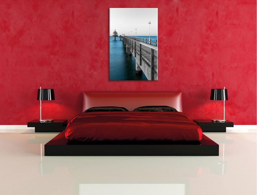 Langer Pier Steg ins Meer als Leinwandbild/Grösse: 100x70 / Wandbild/Kunstdruck/fertig bespannt 70x1
