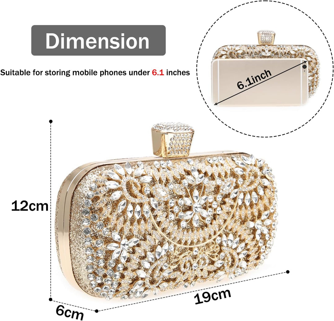 COAIMANEY Damen Glitzernde Clutch, Abendtasche Unterarmtasche Umhängetasche mit Strass-Pailletten un