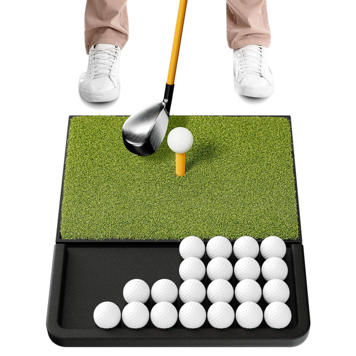 Golf Abschlagmatte mit Ballablage – Trainingsmatte für Garten, Balkon & Driving Range, rutschfest mi