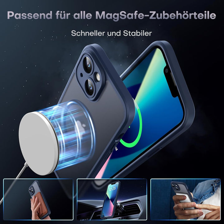 TOCOL 3 in 1 für iPhone 13 Hülle für MagSafe, Vollständiger Kameraschutz Stossfest Kratzfest Magneti