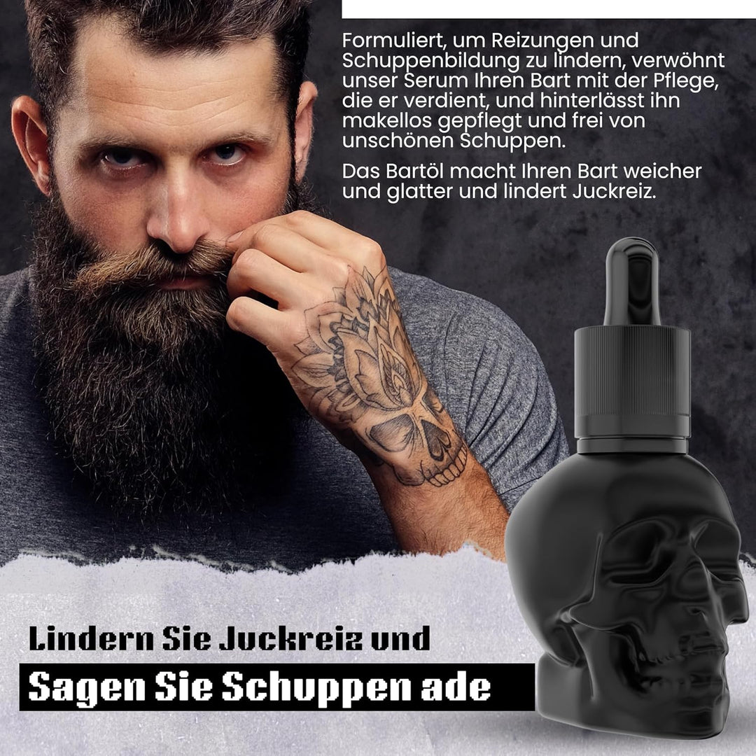 BANDIDO Beard Oil 40 ml - Bart öl im Totenkopf Design für Männer - Barbershop Bartpflegeöl mit Pipet