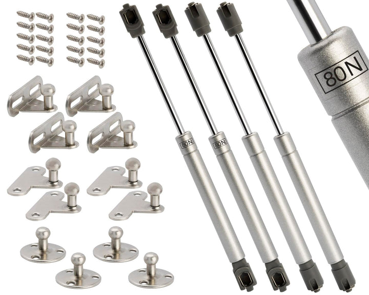 Gasfeder 4 Stück mechanische Gasdruckfeder 80N Gasdruckdämpfer Klappenbeschlag Kompressionsfeder Sch