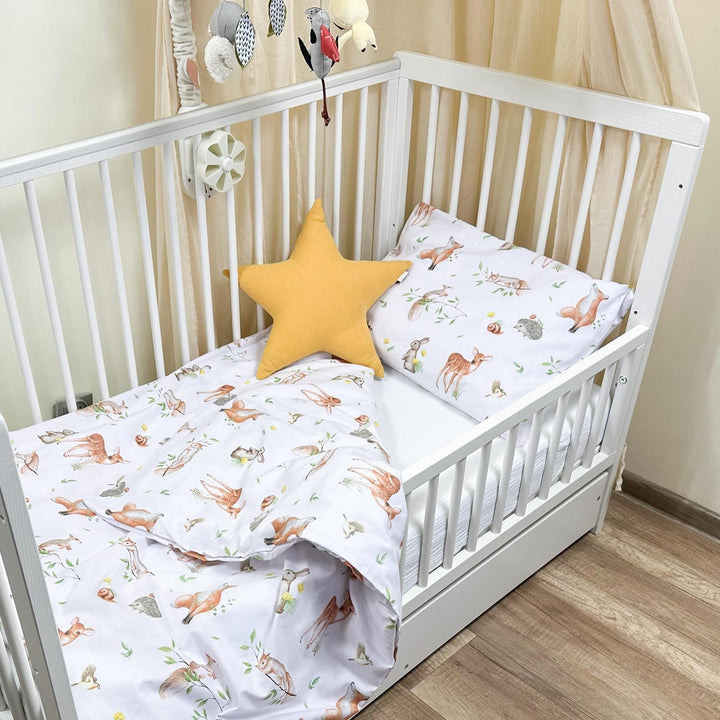 Kinderbettwäsche 90x120 + 40x60 | 100% Baumwolle Weiche &amp; Farbenfrohe Bettwäsche für Babys | Mädchen