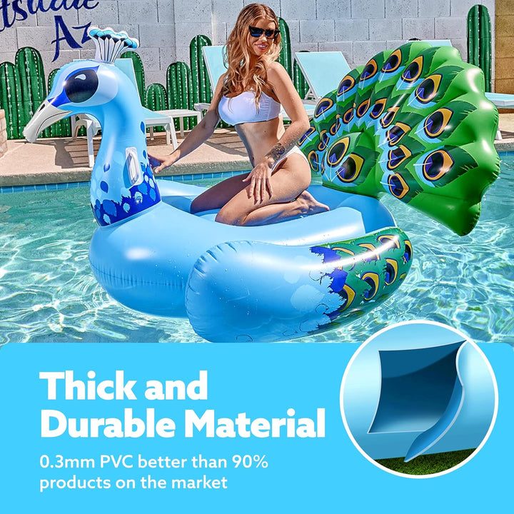 JOYIN Riesiger Aufblasbarer Pfau Pool Floss, Luxus Schwimmring & Pool Lounge für Erwachsene und Kind
