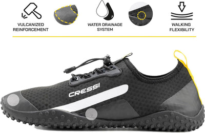 Cressi Sonar Shoes - Unisex Wasserschuh für Erwachsene aus Mikroperforiertes Gewebe Schwarz Gelb 43