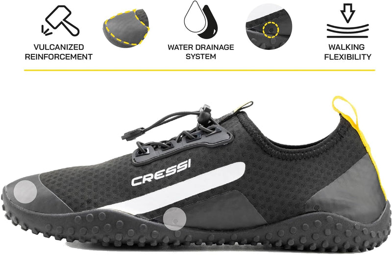 Cressi Sonar Shoes - Unisex Wasserschuh für Erwachsene aus Mikroperforiertes Gewebe Schwarz Gelb 39