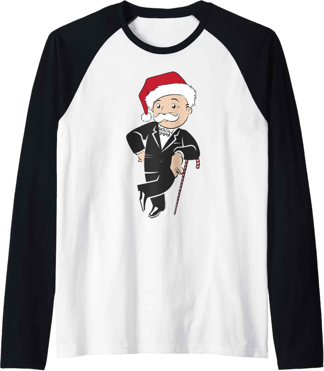 Monopoly Christmas Rich Uncle Pennybags Santa Hat Portrait Raglan