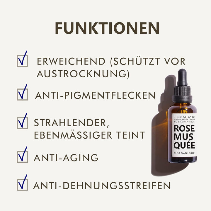 BIO Hagebuttenöl (Wildrosenöl) -100% rein, natürlich und kaltgepresst - 50 ml - Pflege für Haar, Kör