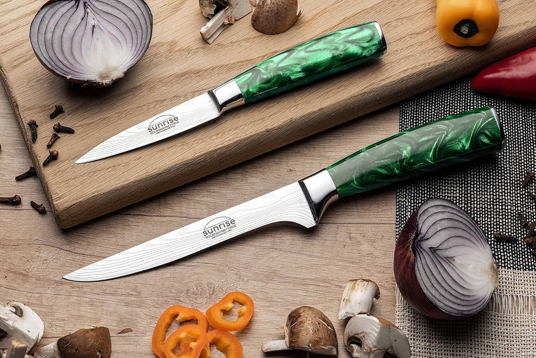 Rockingham Forge Ausbeinmesser, Sunrise Kollektion, 15cm, 6 Zoll, Grüner Harzgriff, Klinge aus Rostf