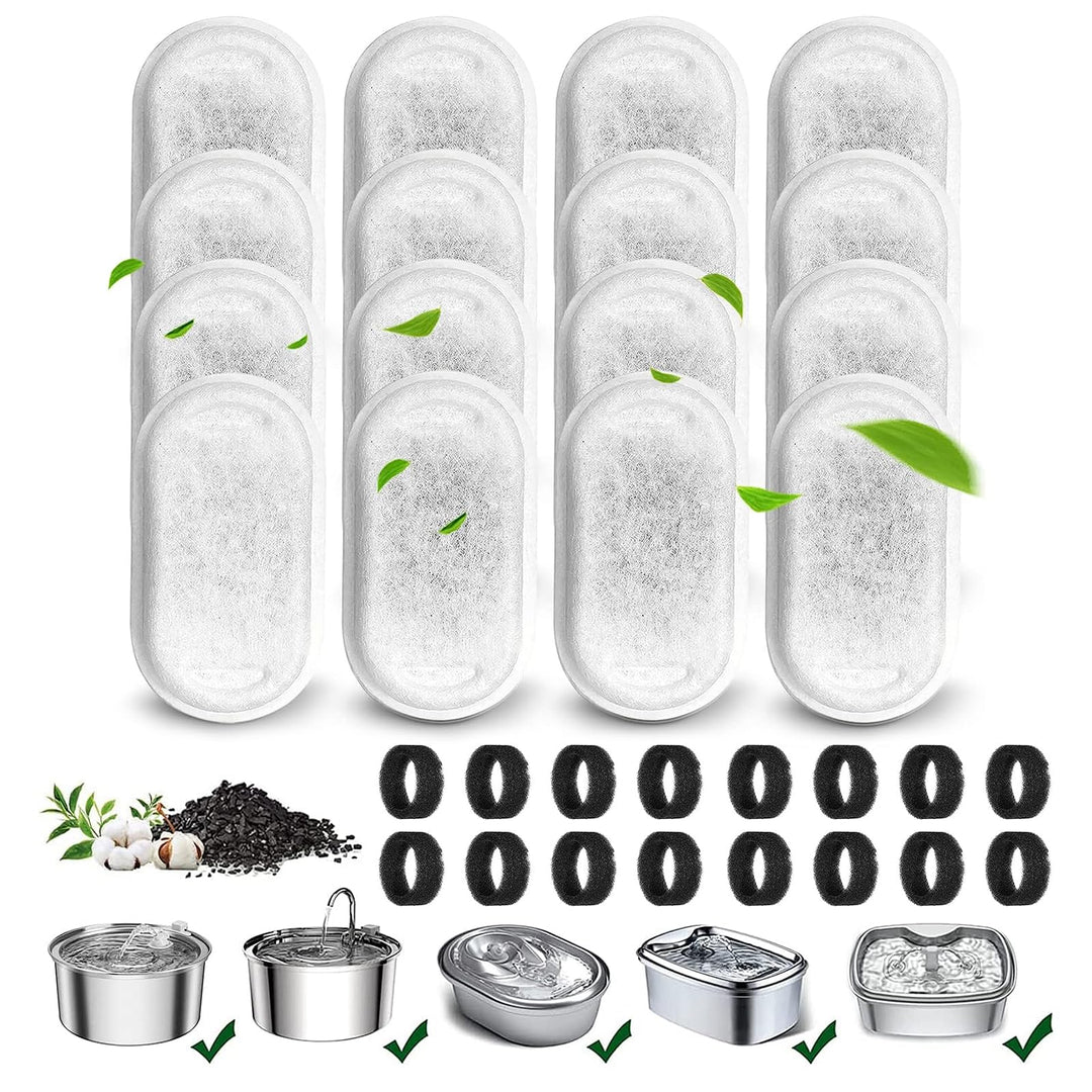 16+16 Stück Filter Katzenbrunnen,Filter Trinkbrunnen Katzen Ersatzfilter für 108oz/3.2L und 67oz/2L