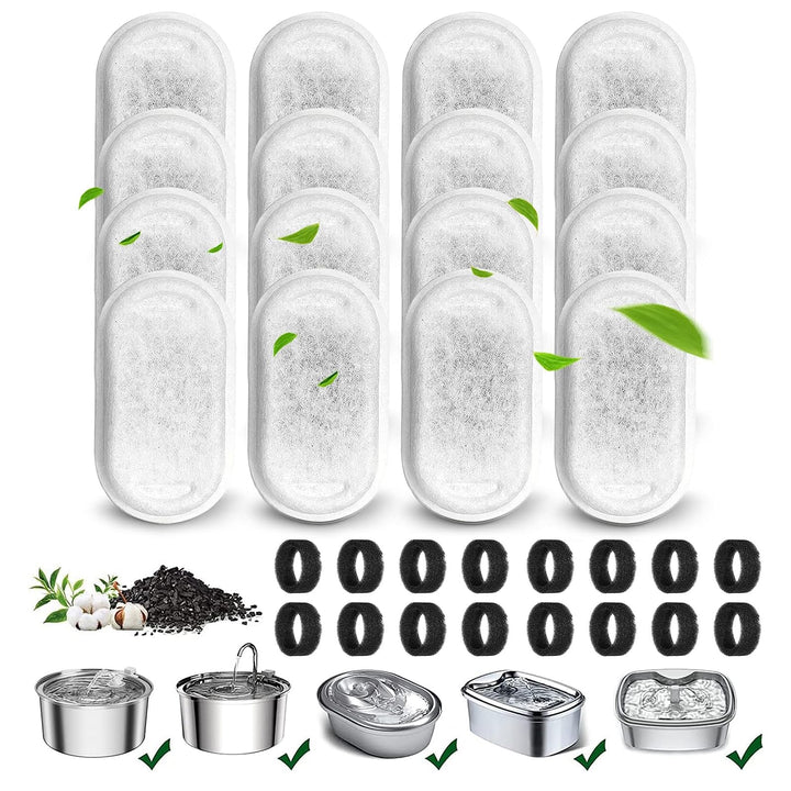 16+16 Stück Filter Katzenbrunnen,Filter Trinkbrunnen Katzen Ersatzfilter für 108oz/3.2L und 67oz/2L