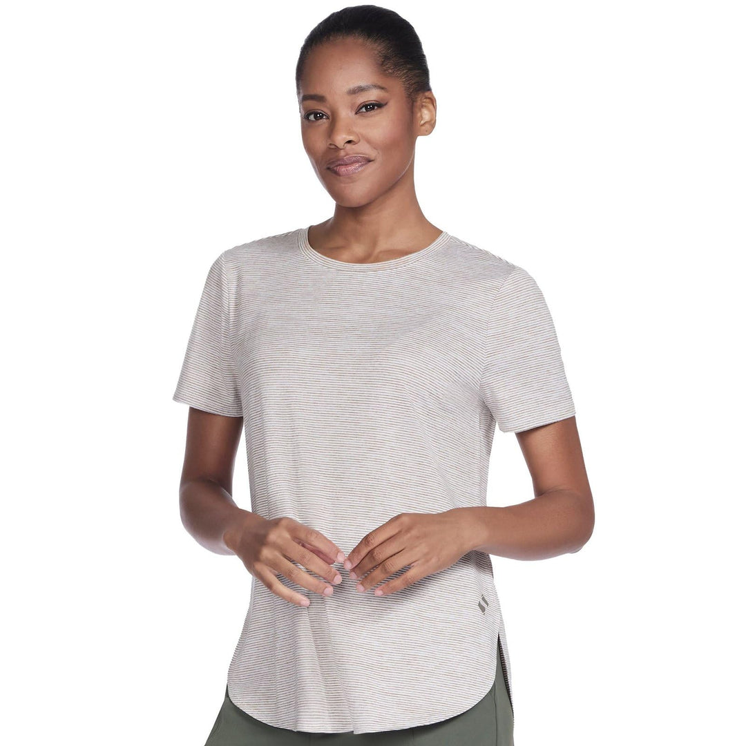 Skechers Damen Godri Swift T-Shirt (1er Pack) S Egret/Desert Swift Stripe, S Egret/Desert Swift Stri