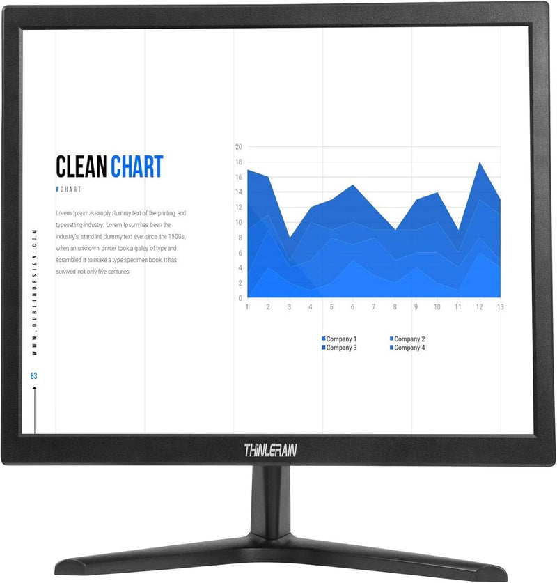Thinlerain 17 Zoll PC Monitor 1280 x 1024 LED Screen 4:3 (60Hz, 5ms Response Time, Built-in Speaker)