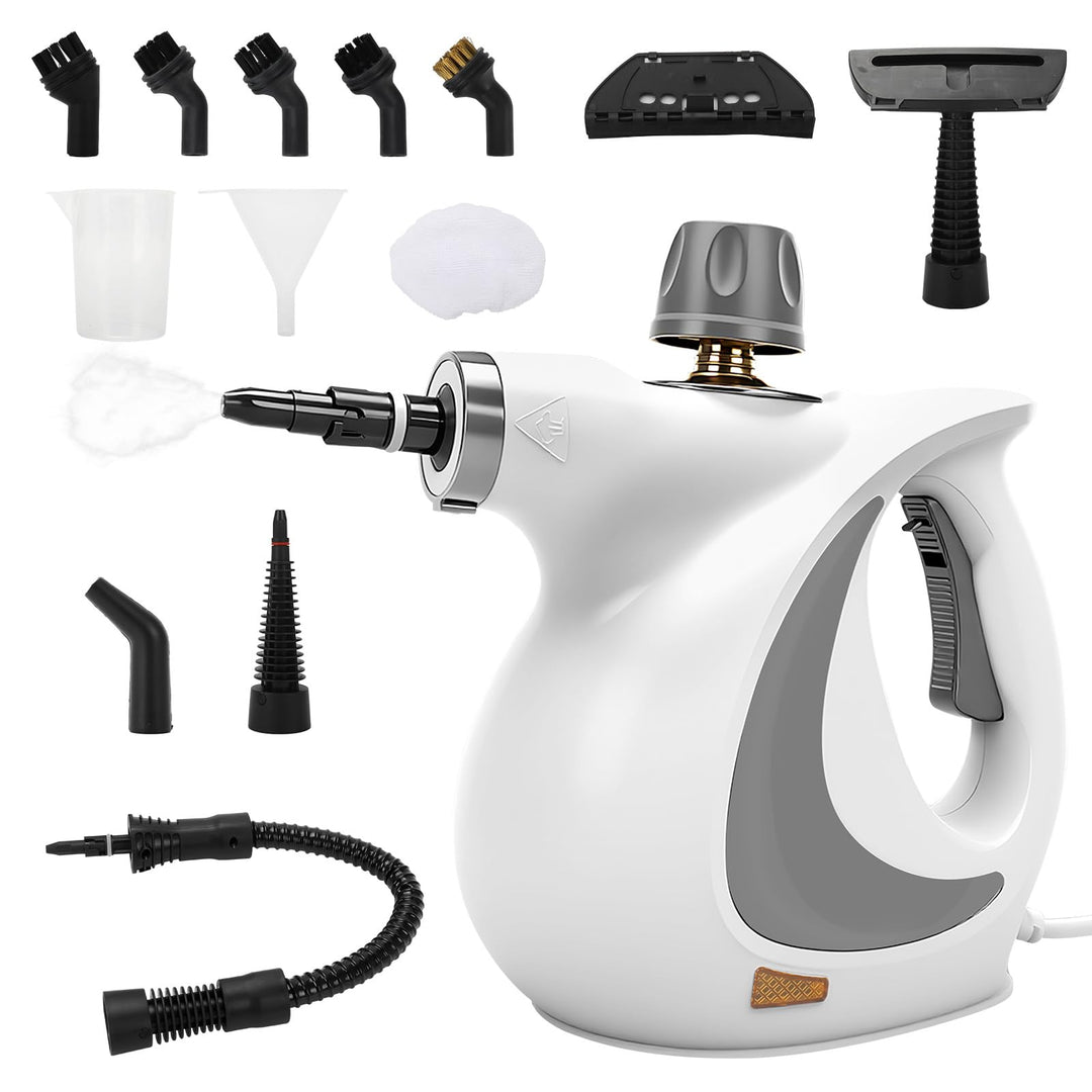 Dampfreiniger Handgerät, Tragbarer Handdampfreiniger mit 350ML Wassertank, Schnellaufheizung, 13 Auf