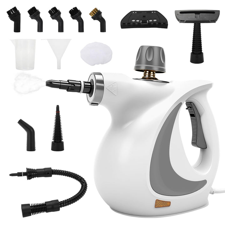 Dampfreiniger Handgerät, Tragbarer Handdampfreiniger mit 350ML Wassertank, Schnellaufheizung, 13 Auf