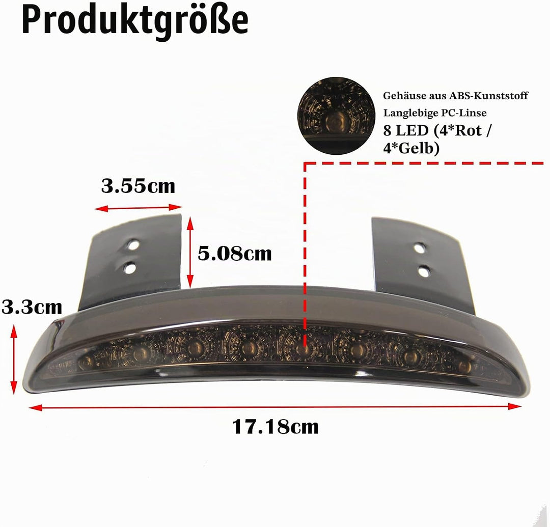 JMTBNO Motorrad Rücklicht LED Hinten Fender Edge Bremslicht mit Blinker Licht Stop Lauflicht Lampe 1