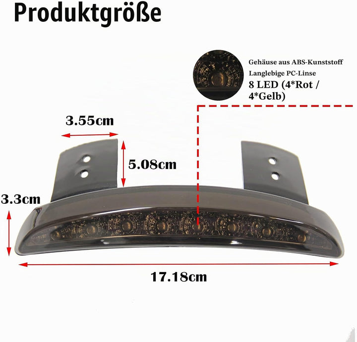 JMTBNO Motorrad Rücklicht LED Hinten Fender Edge Bremslicht mit Blinker Licht Stop Lauflicht Lampe 1