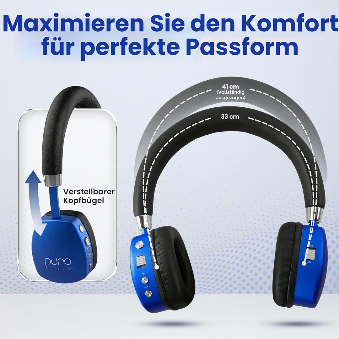 Puro Sound Labs PuroQuiet Plus Lautstärkebegrenzte On-Ear Active Noise Cancelling Bluetooth Kopfhöre