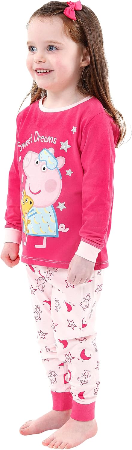 Peppa Wutz Schlafanzug | 100% Baumwolle Schlafanzüge für Mädchen | Langarm Pyjama Kinder 110 Mehrfar